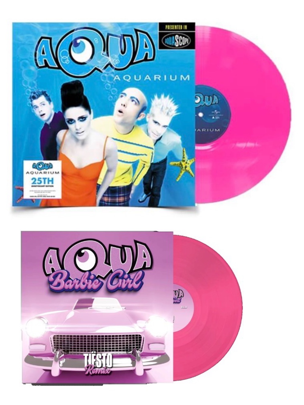 Aqua - Aquarium Pink Vinyl & Barbie Girl 7 Inch Vinyl Bundle